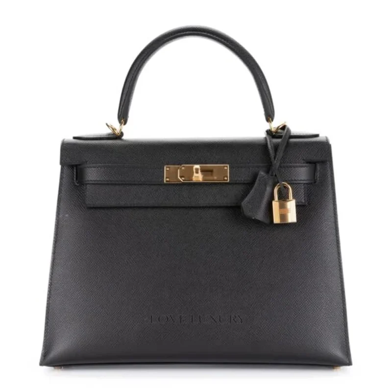Hermes Kelly 28 Inspired Canterbury 3 Hermès Kelly 28 Black Epsom Sellier Gold HW – 1:1 Replica - Premium Alternative