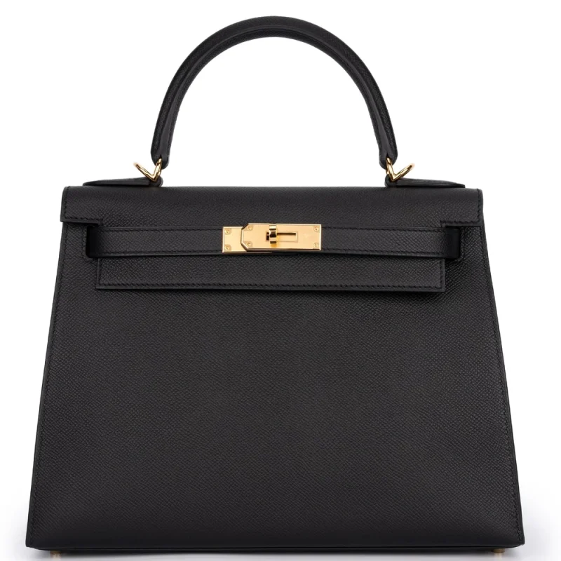 Hermes Kelly 28 Inspired Darwin 1 Hermès Kelly 28 Epsom Black Gold HW – Mirror Quality Replicas - Premium Alternative Bag