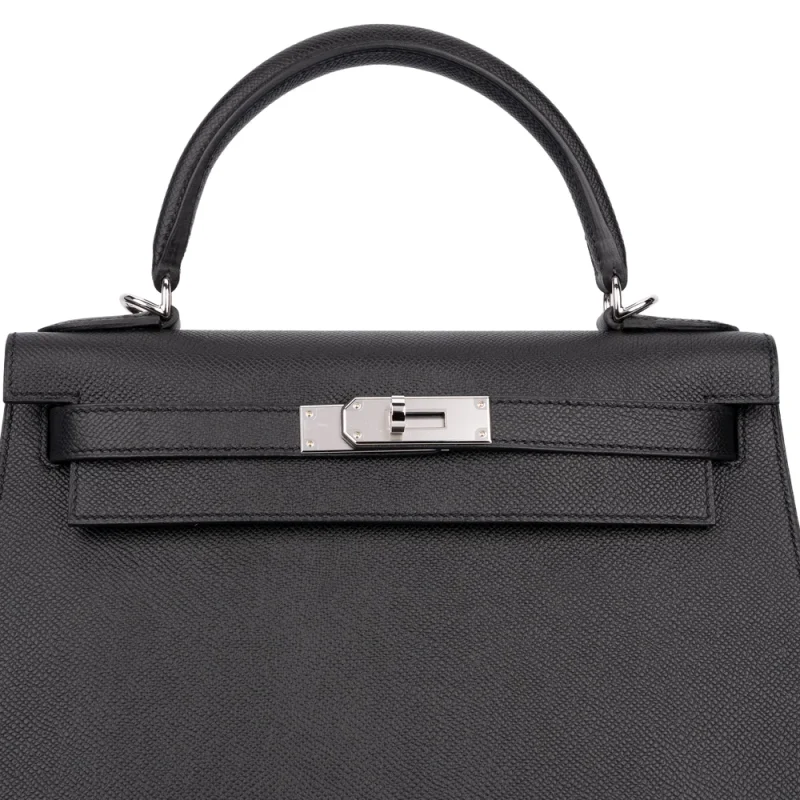 Hermes Kelly 28 Inspired Newport 2 Hermès Kelly 28 Epsom Noir Palladium HW – Best Replica - Designer Inspired Luxury Bag