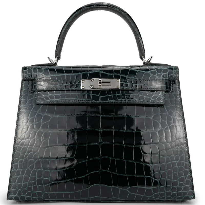 Hermes Kelly 28 Inspired Newport 1 Hermès Kelly 28 Lisse Alligator Vert Cypress Palladium HW – Artisan-Grade Dupes - Premium Alternative Bag