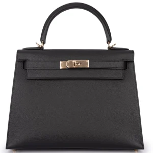 Hermès Kelly 28 Sellier Epsom Black Permabrass HW - 1:1 Replica
