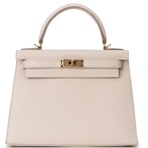 Hermès Kelly 28 Sellier Epsom Craie Gold HW - High-End Inspired