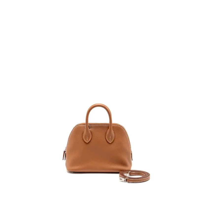 Hermès Mini Bolide Gold Evercolor Silver HW – Premium Replica
