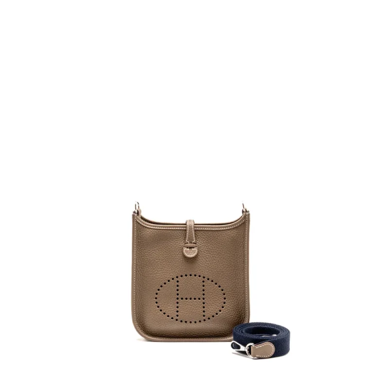 Hermès Mini Evelyne Etoupe Clemence Silver HW - Inspired