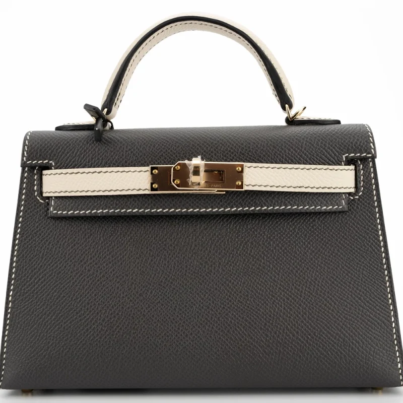 Hermès Mini Kelly HSS Epsom Craie/Graphite Permabrass HW - Mirror Quality Replicas