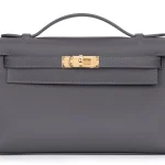 Hermès Mini Kelly Pochette Swift Calfskin Ardoise Gold HW