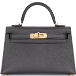 Hermès Mini Kelly Sellier Epsom Black Gold HW Dupes Online