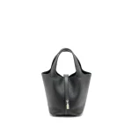 Hermès Picotin 18 Lock Black Clemence Silver HW - Replica