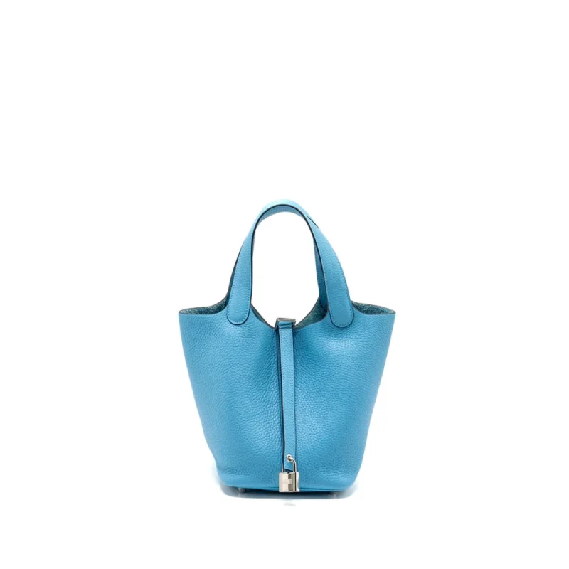 Hermès Picotin 18 Lock Blue du Nord Replica | Silver HW