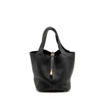 Hermès Picotin 22 Lock Black Clemence Replica – Gold HW