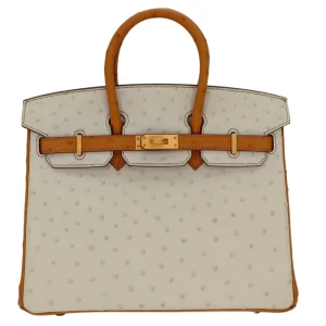 High-End Hermès Inspired Birkin 25 HSS Beton/Cognac Ostrich