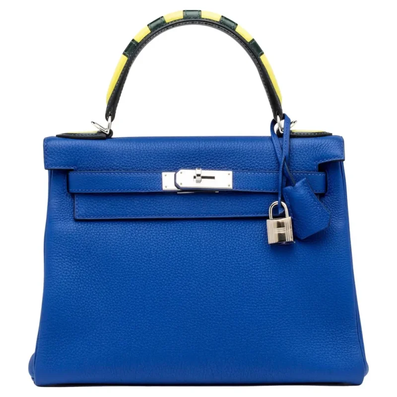 Hermes Kelly 28 Inspired Perth 2 High-End Hermès Inspired – Kelly 28 Sellier Bleu Electrique Epsom Palladium HW - Designer Inspired Luxury Bag