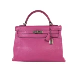 High-End Hermès Inspired - Kelly 32 Rose Shocking Chevre Palladium HW