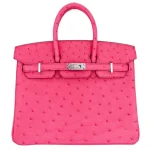 Mirror Quality Hermès Replicas - Birkin 25 Rose Tyrien Ostrich Palladium HW