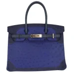 Mirror Quality Hermès Replicas - Birkin 30 Ghillies Bleu Roi Ostrich Permabrass HW