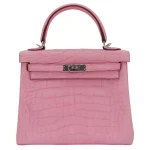 Mirror Quality Hermès Replicas - Kelly 25 Retourne Bubblegum Matte Alligator Palladium HW