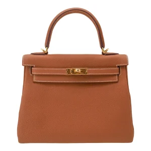 Mirror Quality Hermès Replicas - Kelly 25 Retourne Gold Togo Gold HW
