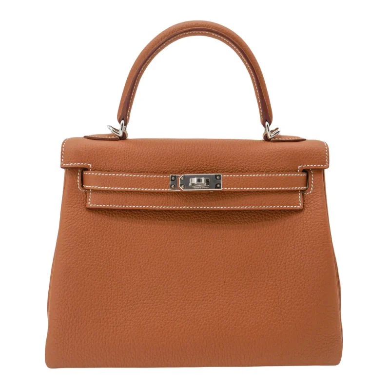 Mirror Quality Hermès Replicas - Kelly 25 Retourne Gold Togo Palladium HW