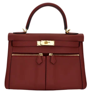 Mirror Quality Hermès Replicas - Kelly 28 Lakis Rouge H Swift Gold HW