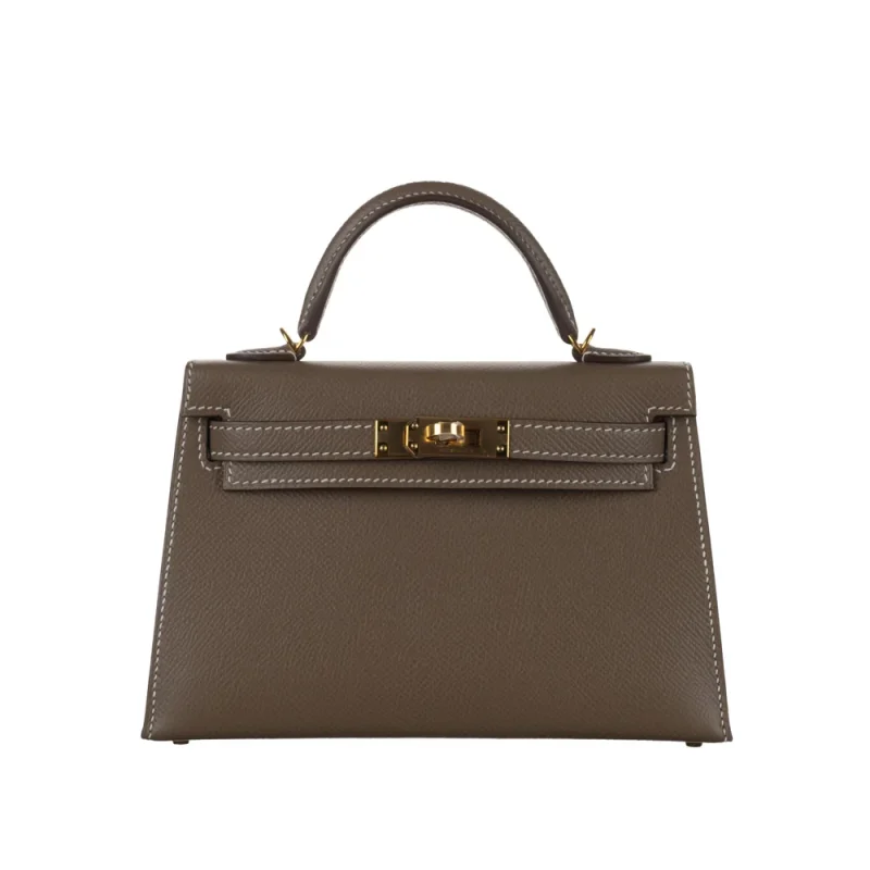 Mirror Quality Hermès Replicas - Kelly II Sellier Mini Etoupe Epsom Gold HW