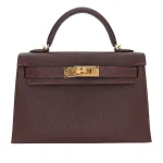 Mirror Quality Hermès Replicas - Kelly II Sellier Mini Verso Havane/Gris Touretelle Chèvre Gold HW