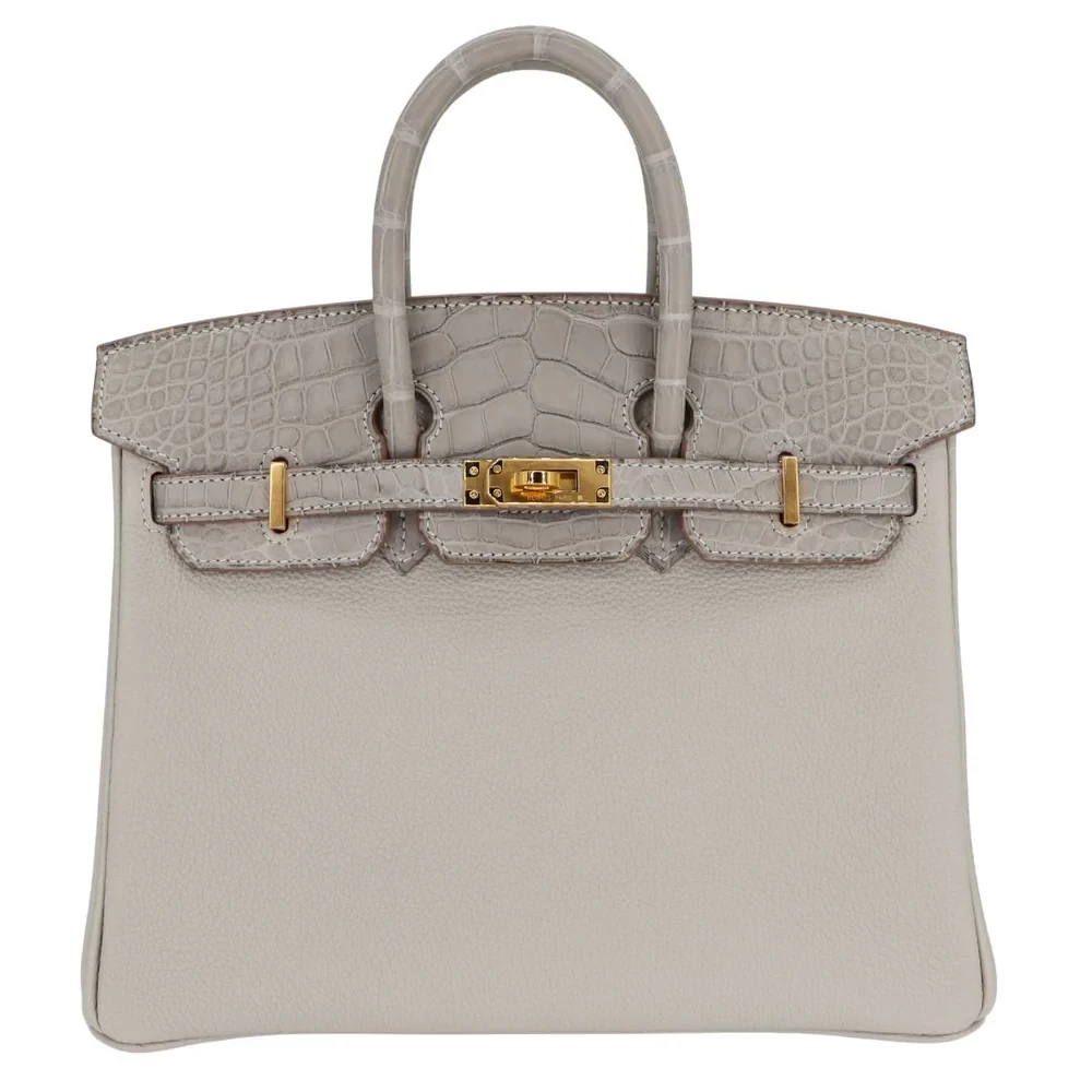 Premium Hermès Replica Birkin 25 Touch Gris Perle Matte Alligator/Togo Gold HW 1 Premium Hermès Replica - Birkin 25 Touch Gris Perle Matte Alligator/Togo Gold HW